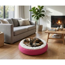 Brt Pet Çift Renk Simit Kedi Yatağı, Küçük Irk Köpek Yatağı, 55 cm