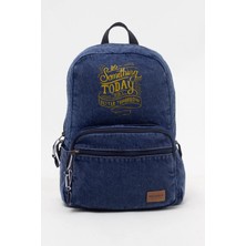 Kaff Fermuarlı Ön Cepli Design Unisex Vintage Denim Sırt Çantası -Sunshinekot