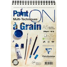  clairefontaine a5 paint-on a grain çizim blok 200 gr 20 yaprak resim defteri üst spiralli pd966217
