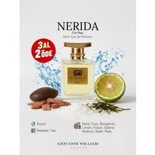 Giovanni William Nerida Lüx Unisex Erkek Parfüm Edp | Güçlü Kalıcı Yayılımlı | Bergamot, Deniz Yosunu, Misk, Odunsu Notalar