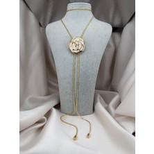 ZS Aksesuar Çiçek Figürlü Ayarlanabilir Uzun Gold Kadın Kolye