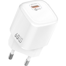 Wiwu WI-G037 Jade Dynamic Serisi Avs Özellikli Gan Tech Pd Şarj Başlığı 60W Beyaz