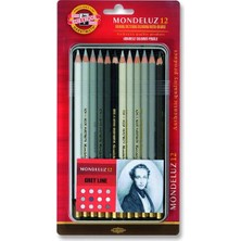  koh-ı noor mondeluz sanatsal aquarell boya kalemi 12 renk gri tonları metal kutu 3722-012010bl