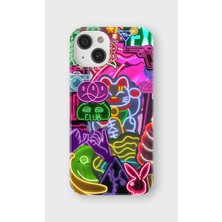 Karsu Design iPhone 14 Plus Uyumlu Baskılı Şeffaf Telefon Kılıfı | Koleksiyon: Neon Light Designs