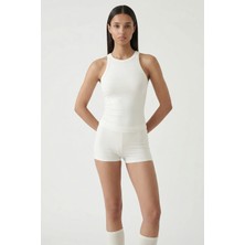 Feu De Elu Cotvie Ekru Pamuklu Halter Yaka Atlet