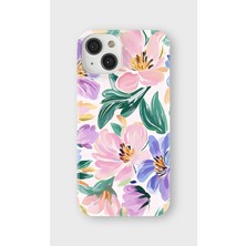 Karsu Design iPhone 13 Mini Uyumlu Baskılı Şeffaf Telefon Kılıfı | Koleksiyon: Pastel Flower Patterns
