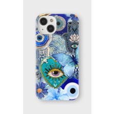 Karsu Design iPhone 13 Mini Uyumlu Baskılı Şeffaf Telefon Kılıfı | Koleksiyon: Minimal Evil Eye