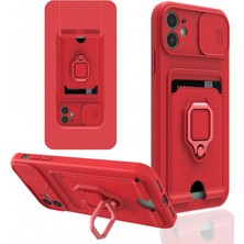 Uravas Store Iphone 11 Kılıf Zuma Kartvizitli Yüzüklü Silikon - Kırmızı