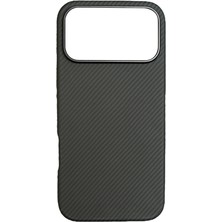 iPhone 17 Pro Uyumlu Kılıf M-Safe Şarj Özellikli Mohseven 600D Aramid Fiber Kapak Siyah