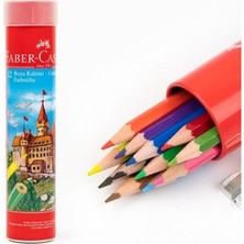 Faber-Castell Kuru Boya Kalemi Red Line Metal Tüp Kutu Tam Boy 12 Renk Kalemtraş Hediyeli 5173 116512