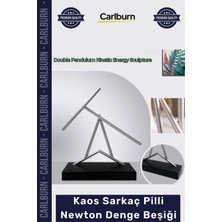 Carlburn Özel Üretim Modern Ofis Dekorasyon Kinetik Sanat Heykeli 40 cm Kaos Sarkaç Pilli Newton Denge Beşiği