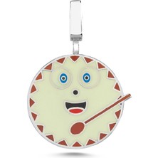 Kayra Gümüş Davul Mineli Beyaz Altın Kaplama Kolye Ucu HK27