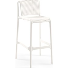 Tilia Nes Polipropilen Bar Sandalyesi 75 cm Süt Beyaz - Mutfak, Kafe, Restoran, Teras, Bahçe, İç ve Dış Mekan İçin