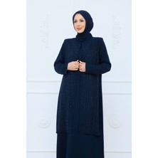 KMK Kombin Kadın Zarif Detaylı Dikey Işlemeli Tesettür Elbise