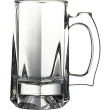 Paşabahçe Kulplu Bira Bardağı 2'Li Desenli Cam Malzeme Şeffaf Renkli Tasarım