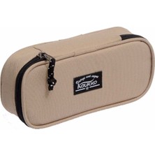  kaukko kalem çantası özel tek bölmeli krem 10x22x5cm k2370