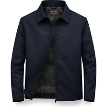 Sivaist Lacivert Erkek Pamuk Polyester Karışımlı Yakalı Bonded Kumaş Su ve Rüzgar Geçirmez Mevsimlik&yazlık Mont