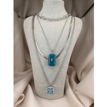 ZS Aksesuar Turkuaz Taş Detaylı Dörtlü Kolye Seti