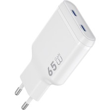 Wiwu WI-G035 Essen Slim Serisi Gan Tech Pd Hızlı Şarj Özellikli Şarj Başlığı 65W Beyaz
