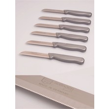 ERHCE Meyve ve Sebze Bıçağı Alman Paslanmaz Çelik Tırtıklı 6 Adet Gri