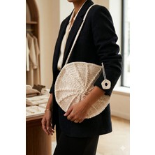 Linas Collection Inci Detaylı El Örgüsü "sea Shell" Yuvarlak Omuz Çantası