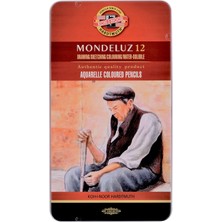  koh-ı noor mondeluz sanatsal suluboya kalemi metal kutu 12 renk of aquarell coloured pencils 3722 12