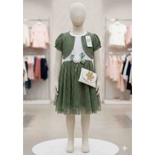 Kız Çocuk Bolerolu Çantalı Tül Detaylı Abiye Elbise ​dodi Petto  (4 - 6 Yaş)