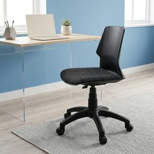 Aule Minimalist Çalışma Sandalyesi – Modern Ev Ofis ve Ders Çalışma Koltuğu - Antrasit Keten