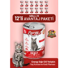 Cat food energy Sığır Etli Yetişkin Yaş Kedi Maması 400 G - 12 Adet