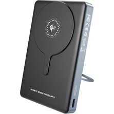 Lenyes PW1013D Pd 30W Göstergeli Qi2 Teknolojili Standlı Wireless Powerbank 15W 10000MAH Siyah