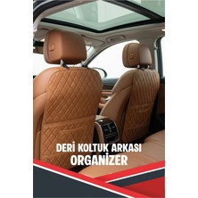 Citroen E-C4X Uyumlu 2 Adet Gri Deri Gri Dikişli Araç Içi Koltuk Organizeri