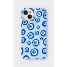 Karsu Design iPhone 13 Mini Uyumlu Baskılı Şeffaf Telefon Kılıfı | Koleksiyon: Minimal Evil Eye