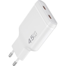 Wiwu WI-G034 Essen Slim Serisi Gan Tech Pd Hızlı Şarj Özellikli Şarj Başlığı 45W Beyaz