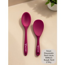 Multiamo Sert Uçlu Isıya Dayanıklı Yanmaz Yapışmaz Silikon Uzun Kaşık 28 cm + Kısa Kaşık 22 cm / 2 Adet