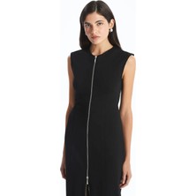 LC Waikiki Lcwaıkıkı Classic Siyah Bisiklet Yaka Elbise