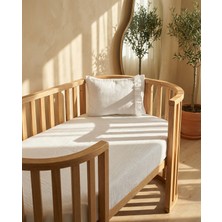 Pufuduk Baby Lüks Fisto Işlemeli %100 Pamuk 2 Katlı Müslin Lastikli Bebek Çarşaf ve Yastık Seti - Beyaz