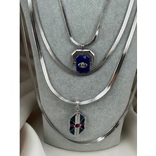 ZS Aksesuar Çok Katlı Zincir Nazar Göz Detaylı Kadın Kolye