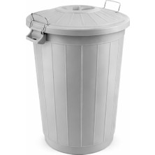 Uravas Store Kovası 70 Lt Plastik Kovası Kapaklı Büyük Boy Bidonu Dalı Kovası - Gri