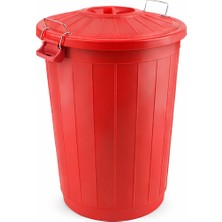 Uravas Store Kovası 70 Lt Plastik Kovası Kapaklı Büyük Boy Bidonu Dalı Kovası - Kırmızı