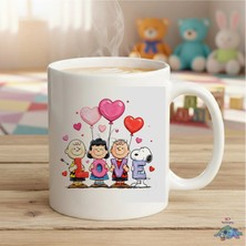 Snoppy Çizgi Film Temalı Renkli Hediyelik Kupa Bardak - Arkadaşa Hediye Tasarım Baskılı Porselen Bardak