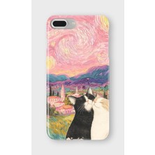 Karsu Design iPhone 6/6s Plus Uyumlu Baskılı Şeffaf Telefon Kılıfı | Koleksiyon: Minimal Cat Line Art