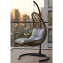 Kalyon Home Relax Rattan Tek Kişilik Bahçe Salıncağı Bahçe Mobilyası Balkon Salıncağı Ev Salıncağı Ayak Uzatmalı
