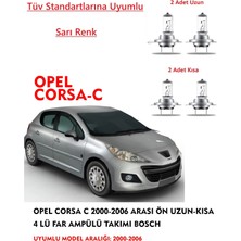 Bosch Opel Corsa C 2003 Model Ön Uzun-Kısa 4 Lü Far Ampülü Takımı (Sarı Renk)