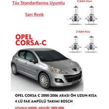 Bosch Opel Corsa C 2001 Model Arası Ön Uzun-Kısa 4 Lü Far Ampülü Takımı (Sarı Renk)