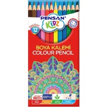 Pensan Kidz 12 Renk Tam Boy Kuru Boya Kalemi Türkiye Menşeli Renkli Kalem Seti