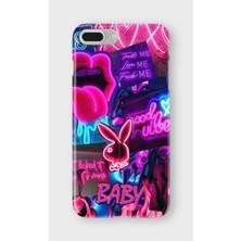 Karsu Design iPhone 8 Plus Uyumlu Baskılı Şeffaf Telefon Kılıfı | Koleksiyon: Neon Light Designs