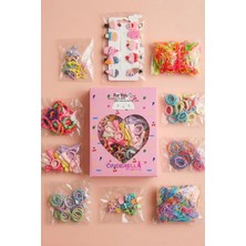 895 Parça Hediyelik Kutulu Kız Çocuk Toka Seti - Unicorn Fiyonk Yıldız Çıtçıtlı Bebek Saç Tokası