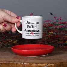 Zoommatik Anneanneye Hediye Kişiye Özel Dünyanın En Tatlı Anneannesi Tasarımlı Isimli Türk Kahvesi Fincan Takımı