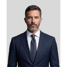 1001 Kravat Desenli Lacivert Kravat Erkekler İçin İtalya Üretimi 8 cm Genişlikte