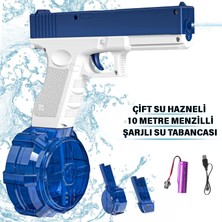 Giffy Oyuncak Havuz Deniz Yaz Şarjlı Su Tabancası Çift Hazneli 300+180 ml 8-10 Metre Menzilli Otomatik Su Tabancası